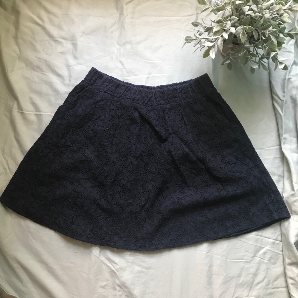 Navy lace mini skirt